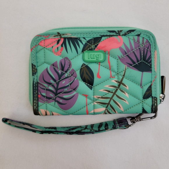 lug Bags Lug Rodeo 2 Compact Rfid Wallet In Flamingo Mint Nwot